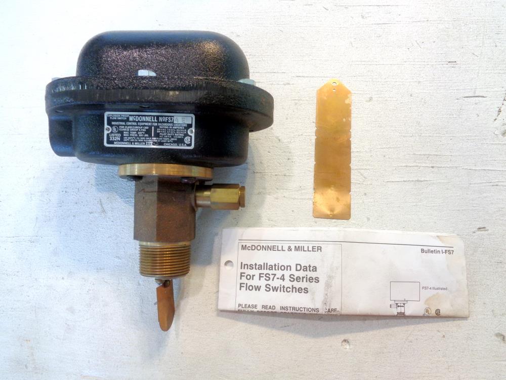 ITT Mcdonnell & Miller Explosion Proof Flow Switch FS74E